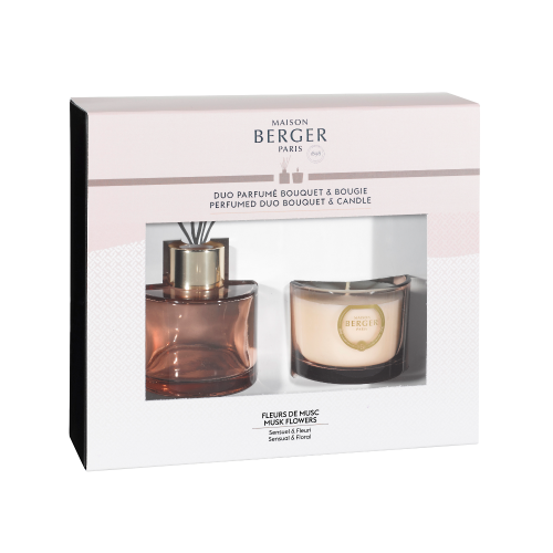 Set Berger mini Duo Senso cu difuzor parfum Fleurs de Musc